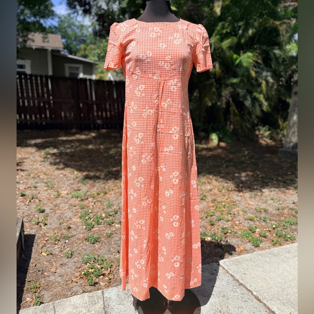 Vintage 60s 70s Handmade Floral Prairie Maxi Dress